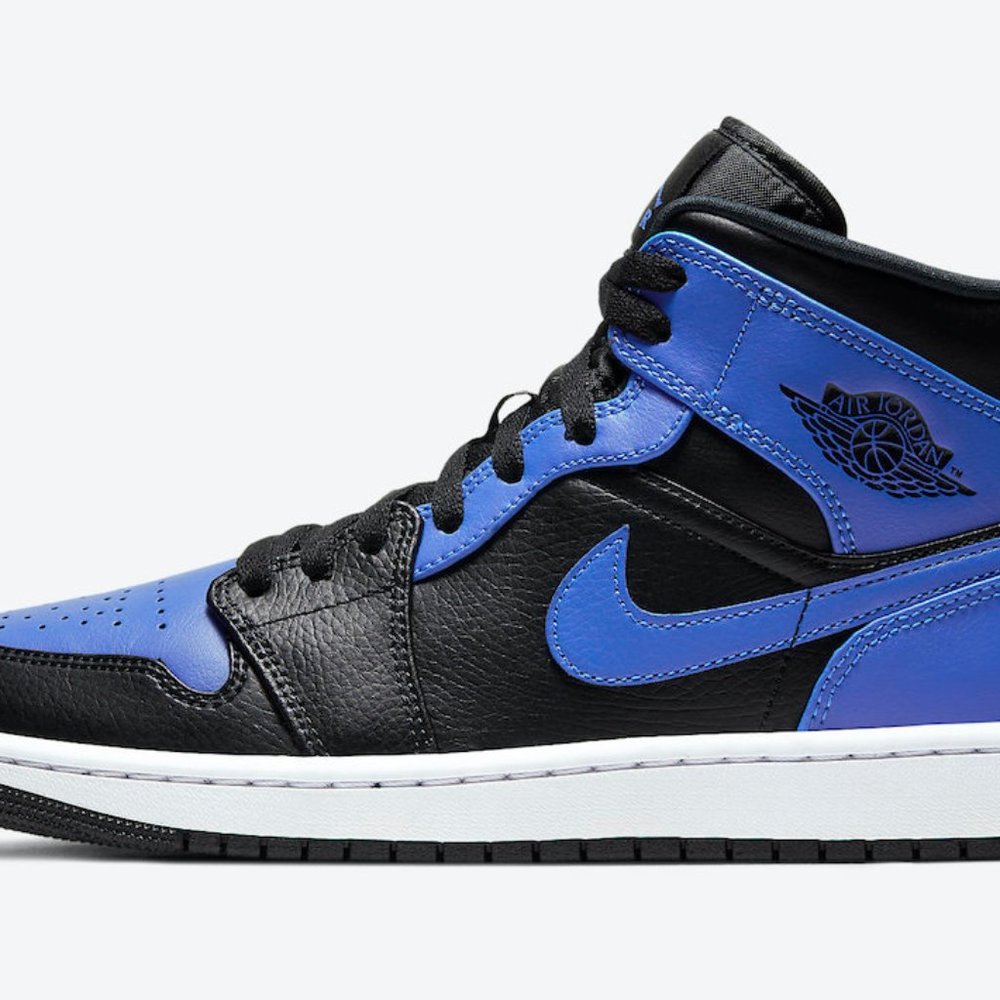 NEW Nike Air Jordan 1 Mid 'Hyper Royal' Black Men' - Picture 10 of 11